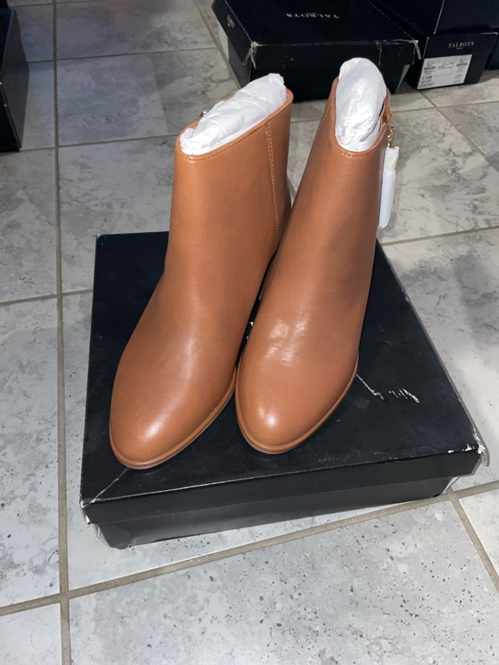 Talbots Women's Tan Leather Ankle Boots